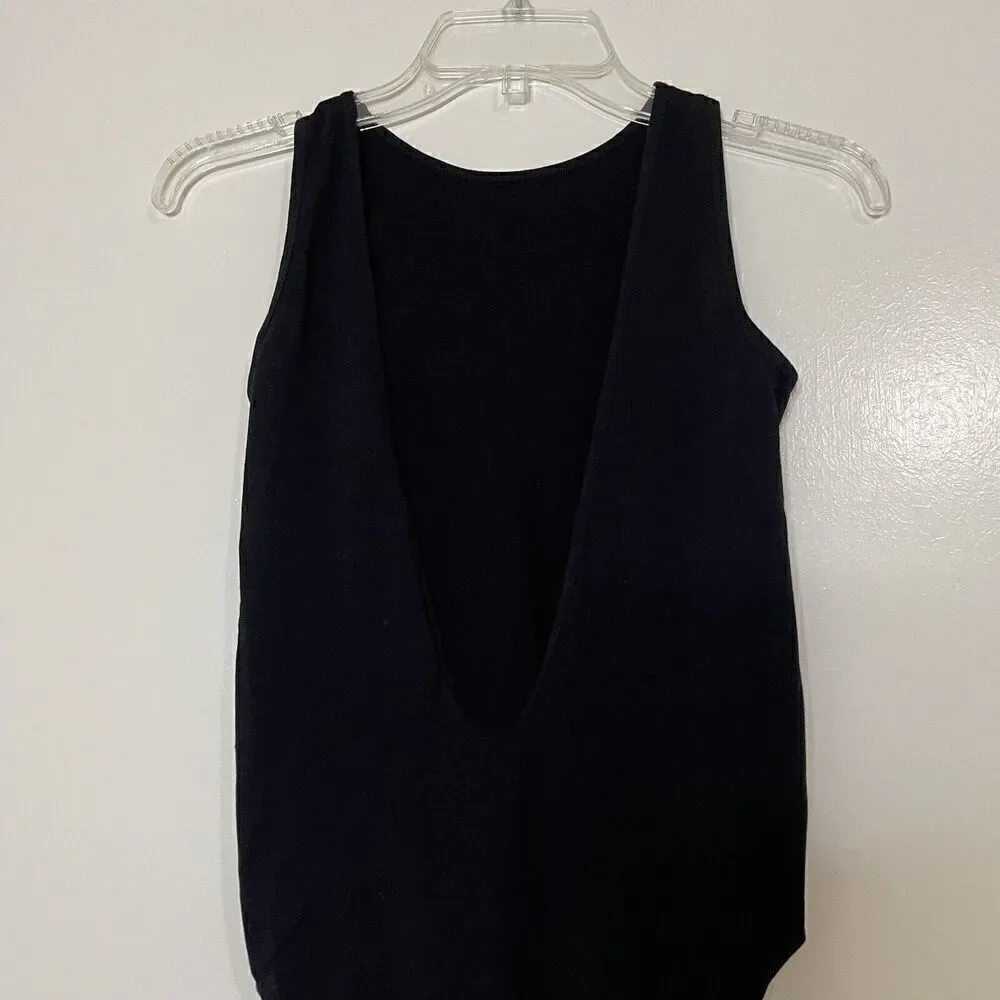 Free People Intimate Seamless scoop back black sleeveless bodysuit size xs/s